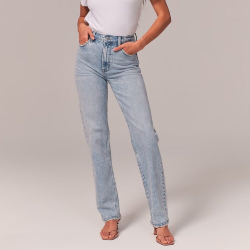 ABERCROMBIE & FITCH 90's Straight Ultra High Rise Jean Curve Love Size 29 R